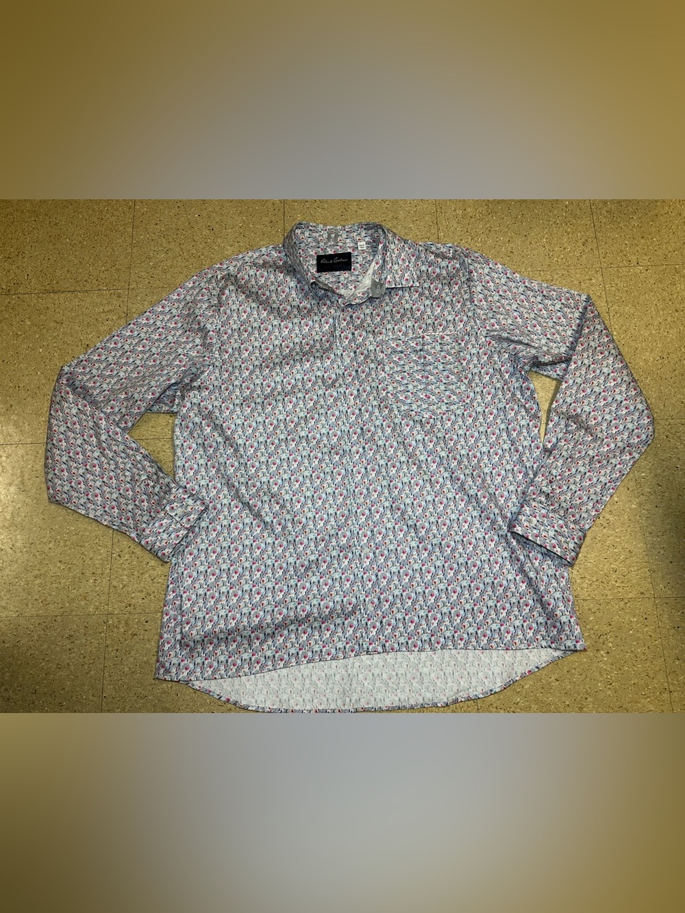 Robert Graham Mens Geometric Abstract Modern Americana 80s 90s Long Sleeve 1XLT